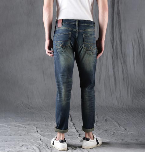 Men Blue Slim Fit Mid-Rise Mildly Distress Stretchable Jeans